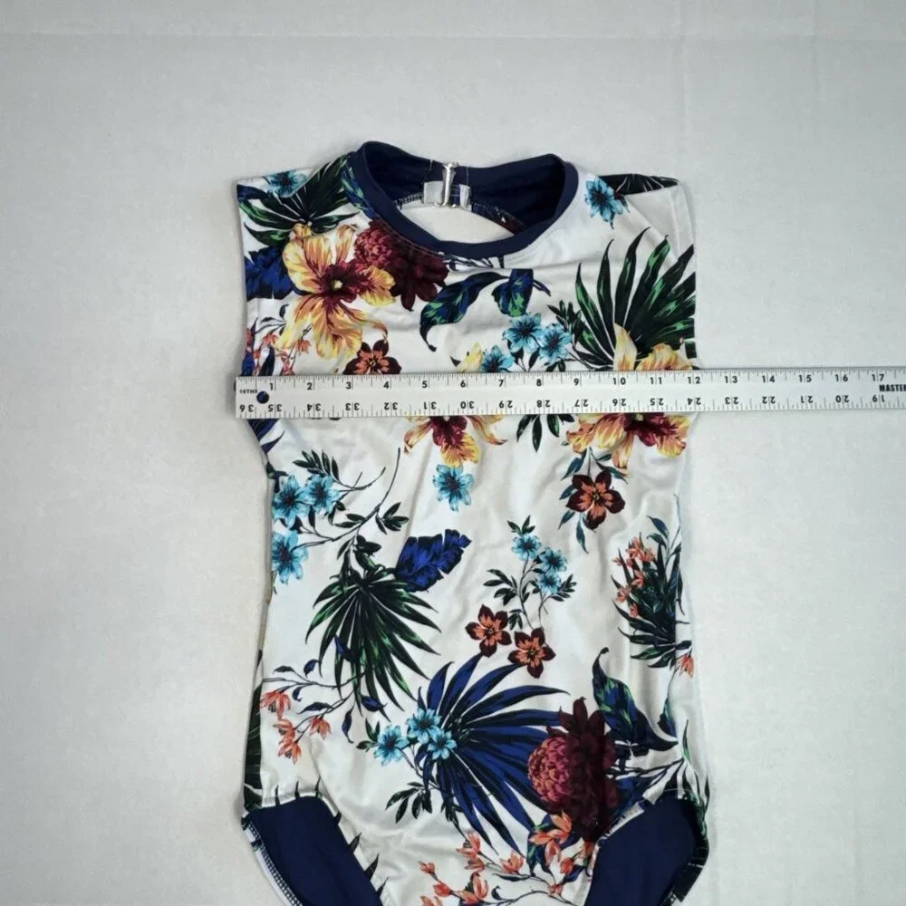 Hapari Women's XS = 0/2 One‎ Piece Swimsuit Navy Floral EUC
